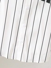 Camisas ajustadas para niño preadolescente, camisas abotonadas, sudaderas, camisetas de fútbol, camisas con cuello para vuelta al colegio, camisas estampadas asequibles de 2 en 1 con rayas y letras, aptas para commuting, colegio, casual diario, universidad, deportes, otoño e invierno - Blanco y Negro - Ver 3