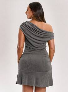 SHEIN BAE Vestido verde de talla grande para el Día de San Patricio, vestido primaveral, ropa barata de verano, vestido de primavera - Gris Oscuro - Ver 2