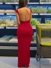 INAWLY Solva Women's Summer Sleeveless Backless Bodycon Dress - Red - View 4