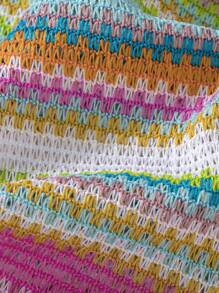 SHEIN 年轻女孩夏季彩虹编织吊带背心，适合日常穿着、节日和假期 - 彩色 - 查看 4