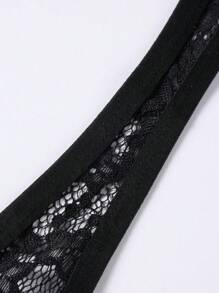 男士花朵蕾絲泳衣型連體褲，夏季時尚款 - 黑色 - 查看 6