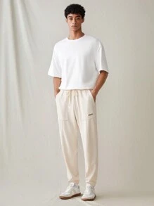 Manfinity VCAY Pantalon long pour homme en couleur unie tricoté décontracté avec taille élastique et poignets resserrés pour porter tous les jours - Nude - Voir 3