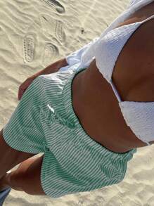 INAWLY Gestreifte gedruckte lässige Strandshorts für Damen