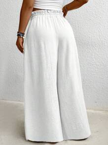 Momelise Plus Size Women's Solid Color Simple Daily Pants Fall Cloth For Women - White - View 2