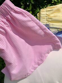 Comfortcana Multicolor Striped Woven Women's Shorts Set - Multicolor - View 6