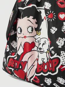 Betty Boop | ROMWE Cartoon Sweet And Cute Storage Bag, Large Capacity Portable Foldable Shopping Tote Bag With Coin Purse , Cute - Black - View 12
