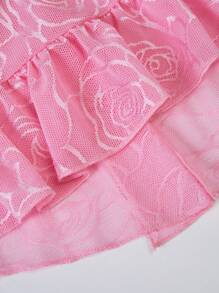 SHEIN Unity Lace Strapless Top With Rhinestone & Sun-Shaped Metal Buckle, Asymmetrical Hem