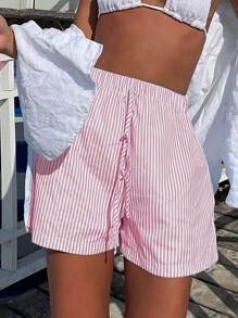 INAWLY Women's Striped Printed Casual Everyday Summer Shorts