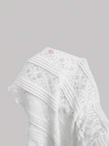 SHEIN MOD Camiseta de manga campana y hombros descubiertos de jacquard elegante, camiseta blanca, ropa vintage para mujer, camiseta de otoño, conjunto de vuelta al colegio, blusa de campo, blusa con hombros descubiertos, camiseta de mujer