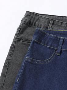 Quần jean denim bạc màu mang tinh thần trường học dành cho nữ tuổi teen (Nhiều chiếc) - Nhiều màu - Xem 3