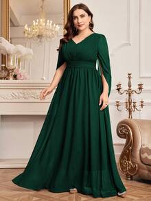 Plus Size Solid Color Heavyweight Evening Dress