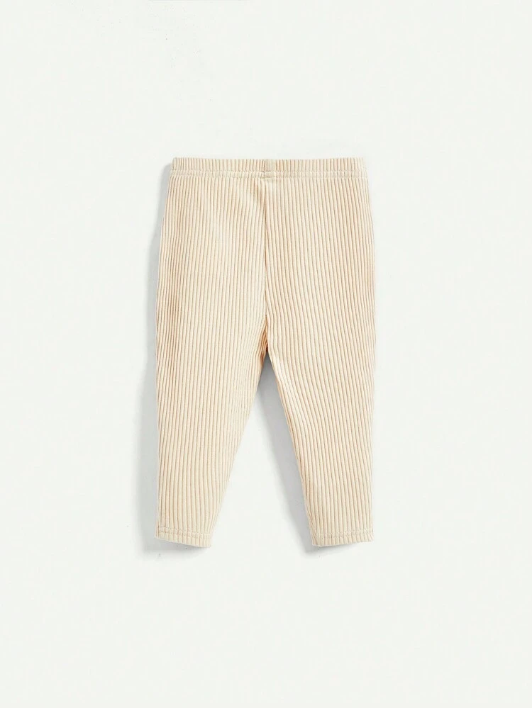 Baby Girl 2pcs Casual Knit Soft Solid Color Pants Set
