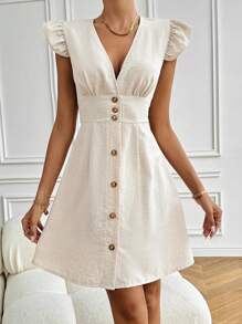 SHEIN Frenchy Vestido de cuadros Vichy para mujer con botones delanteros y ribete de volantes. Vestido camisero con silueta en A, vestido de verano con tela cómoda para utilizar como ropa de oficina, vestido casual de mujer, vestido pastel con botones en la parte delantera, vestido con cintura a la altura de la camisa, vestido estilo camisa, vestido para la celebración del Día de la Independencia Americana, conjunto de ropa para el regreso a la escuela, ropa para maestras, vestido de los cuadros vichy, vestido de verano para mujeres, vestidos de bodas para mujeres, vestido elegante de lunares, otoño, vestido de verano casual, conjunto de ropa para maestras, vestidos de trabajo para mujeres