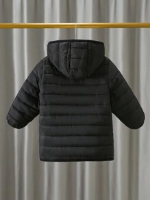 SHEIN YOUNG BOY 超厚保暖連帽開襟羊毛衫，適合寒冬外出 - 黑色 - 查看 3