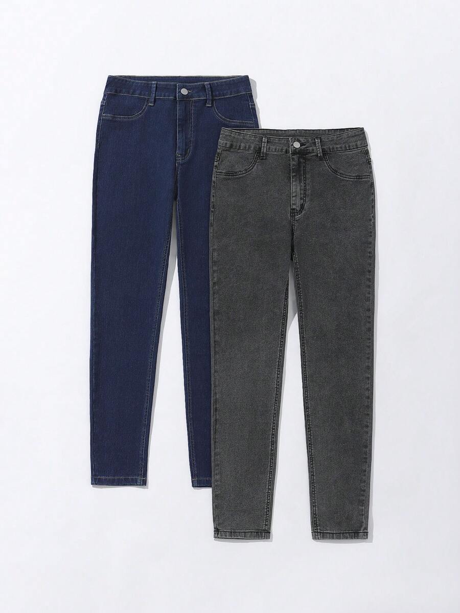 Quần jean denim bạc màu mang tinh thần trường học dành cho nữ tuổi teen (Nhiều chiếc) - Nhiều màu - Xem 1