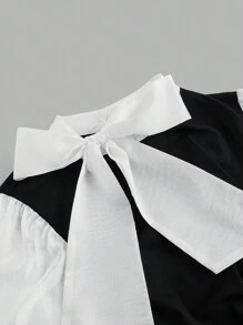 SHEIN Unity 加大彩色立领长袖衬衫，黑白衬衫 - 黑與白 - 查看 3