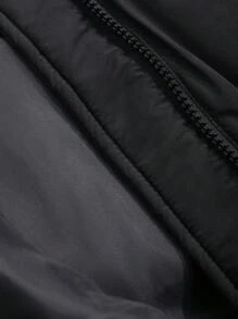 DAZY Women's Solid Color Stand Collar Long Warm Padded Coat, Winter Outwear - Black - View 11