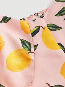 SHEIN MOD Orange Printed Tie-Belt Plus Size Dress - Pink - View 3