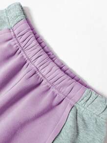 SHEIN Contrast Side Seam Knot Hem Sweatpants Fall Cloth For Women - Mauve Purple - View 6