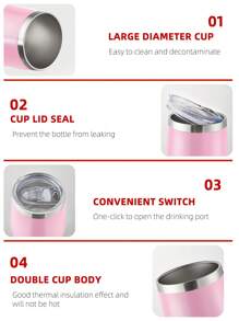 SHEIN Basic living 1pc Stainless Steel Insulated Bottle, 350ml Pink Vacuum Cup For Home - Pink - View 4