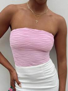 INAWLY Bodysuit Wanita Polos Sederhana untuk Sehari-hari - Watermelon Pink - View 1