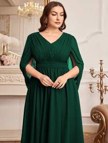 Plus Size Solid Color Heavyweight Evening Dress