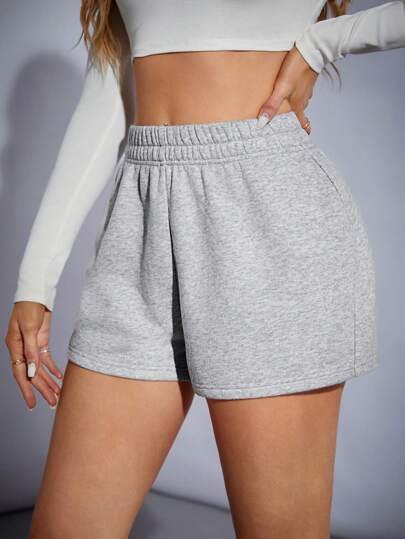 SHEIN Tall Elastic Waist Sports Comfy Shorts For Summer Yoga Running