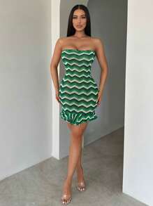 SHEIN SXY Green Crocheted Mini Tube Dress Beach Vacation Women Clothes Boho Women Clothing