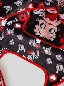 Betty Boop | ROMWE Cartoon Sweet And Cute Storage Bag, Large Capacity Portable Foldable Shopping Tote Bag With Coin Purse , Cute - Black - View 13