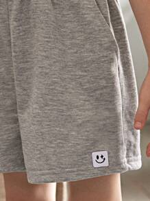 Cozy Pixies 年輕女孩夏季休閒寬鬆柔軟舒適彈性腰黑白灰短褲三件套，編織標籤裝飾繩，適合家庭和戶外穿著 - 彩色 - 查看 6