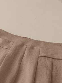 Franclia Women's Summer Apricot Linen Wide Leg Pants Fall Cloth For Women - Khaki - View 4