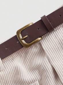 SHEIN MOD 杏色短款复古裙配腰带和口袋，复古女装，卡其色裙子，休闲裙，秋季服装，返校服装，服装，巡航女装 - 杏色 - 查看 3