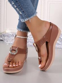Sommer Sandalen für Damen 2024 Plattform Wedge Flip Flops, bequeme rutschfeste offene Zehenschuhe für den Strand, Große Größen