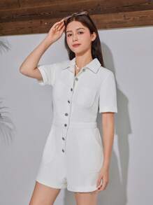 SHEIN Tonåring Flickor Sommar Boho Denim Romper Ben Stil Vit Endelad musikfestival Lös Cowboy Sjunga Kläder Strandsemester Fritidsdag Kortärmad Vit - Vitt - Visa 6