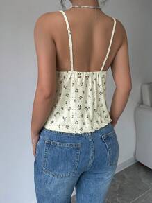 SHEIN Unity 女式夏季花卉印花简约性感吊带背心上衣图案T恤女式上衣 - 彩色 - 查看 2