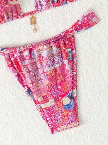 Swim Vcay Women's Random Printed Simple Daily Two-Piece Bikini Set Summer Beach - Multicolor - View 4