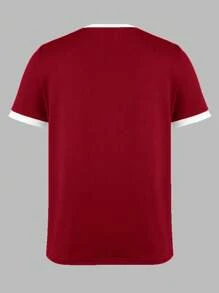 EMERY ROSE Women's Color Block Simple Daily Short Sleeve T-Shirt For New Year Clothes Graphic Tees Women Tops - Red - View 2
