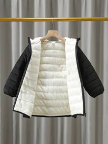 SHEIN YOUNG BOY 超厚保暖連帽開襟羊毛衫，適合寒冬外出 - 黑色 - 查看 6