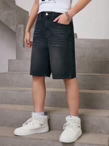 Teen Boy Cat Whisker Elastic Waist Denim Shorts