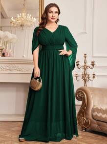 Plus Size Solid Color Heavyweight Evening Dress