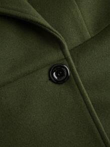 SHEIN Unity Women's Plus Size Solid Color Lapel Collar Half Sleeve Long Overcoat For Spring And Autumn, Winter - Dark Green - View 4