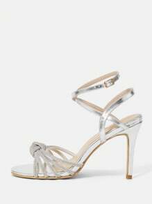 CUCCOO SZL Women Fashionable Flower High Heels, Graduation Heel, Prom Heels For Summer Party Baddie Chic Gorgeous Style Christmas Disco Party Night Out Fall New Year Holiday Valentine Gift Summer Shoes Valentines - Silver - View 1