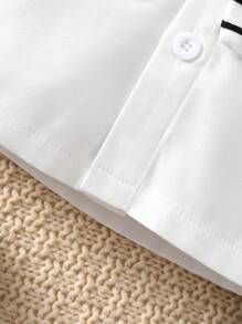 Baby Boy Simple Style Regular Sleeve Single-Breasted Jacket And Striped Fashion Shawl - Black and White - View 5