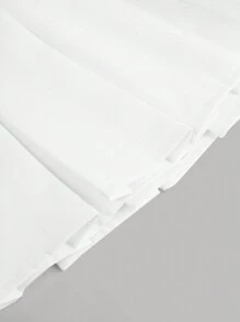 SHEIN Girlism Đồng phục học sinh nữ sinh tuổi teen, quần short bên trong thắt nơ xếp ly màu trắng, dễ thương và thoải mái - trắng - Xem 3