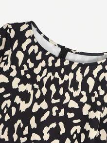 Plus Size Women Casual Random Leopard Print Bodycon Dress For Autumn