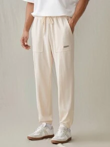 Manfinity VCAY Pantalon long pour homme en couleur unie tricoté décontracté avec taille élastique et poignets resserrés pour porter tous les jours - Nude - Voir 6