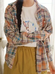 DAZY 女款白兔印花T恤 可爱上衣、图案T恤 - 杏色 - 查看 8