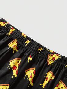 Men's Pizza Allover Print Full-Length Loungewear Shorts Sleep Shorts - Multicolor - View 3