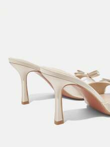 CUCCOO CHICEST Women's Elegant Mules With Round Toe, Thin Heels And Bow Knot, High-Heeled Sandals Vacation Shoes Summer Elegant Sandals Spring Shoes Spring Break Easter