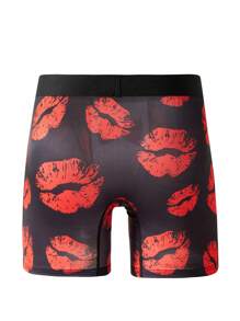 Sous-vêtements de coupe carrée pour homme imprimés à motifs lèvres et nœuds papillon bloc de couleurs (2 pièces dans un pack)
